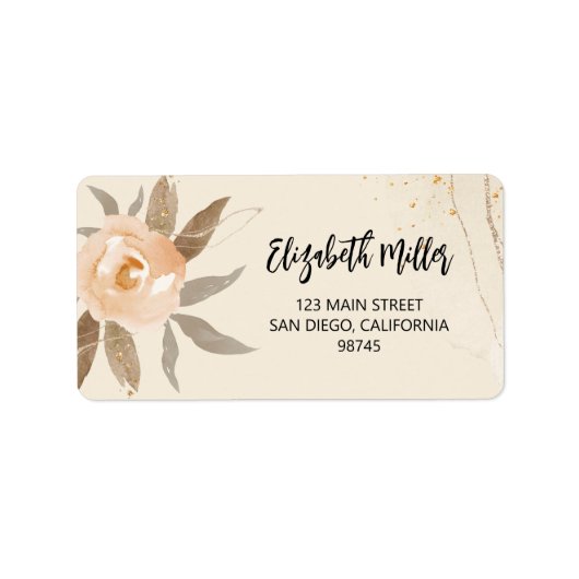 Herfst Floral Elegant Wedding Address Etiket (Voorkant)