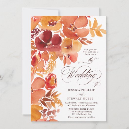 Herfst Floral elegante boho alles in één script br Kaart (Voorkant)