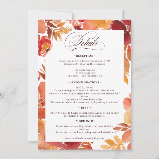 Herfst Floral elegante boho alles in één script br Kaart (Achterkant)