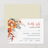 Herfst Floral elegante bruiloft RSVP Kaartje (Voorkant / Achterkant)
