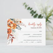 Herfst Floral elegante bruiloft wit RSVP Kaartje (Staand voorkant)