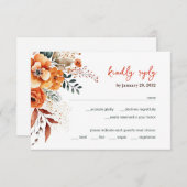 Herfst Floral elegante bruiloft wit RSVP Kaartje (Voorkant / Achterkant)