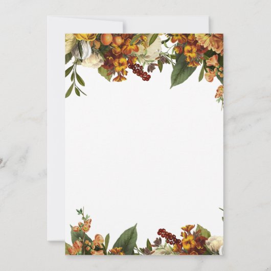 Herfst floral elegante Thanksgiving diner Kaart (Achterkant)