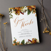 Herfst floral elegante Thanksgiving diner Kaart