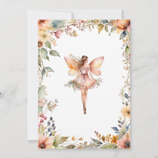 Herfst Floral Enchanted Fairy Daisy Meisje Baby sh Kaart (Achterkant)