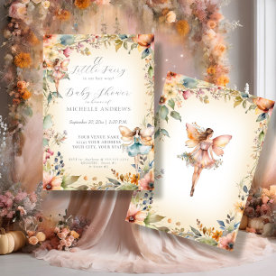 Herfst Floral Enchanted Fairy Gold Meisje Baby sho Kaart