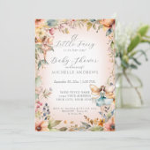 Herfst Floral Enchanted Fairy Roze Meisje Baby sho Kaart (Staand voorkant)
