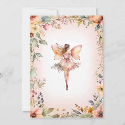 Herfst Floral Enchanted Fairy Roze Meisje Baby sho Kaart (Achterkant)