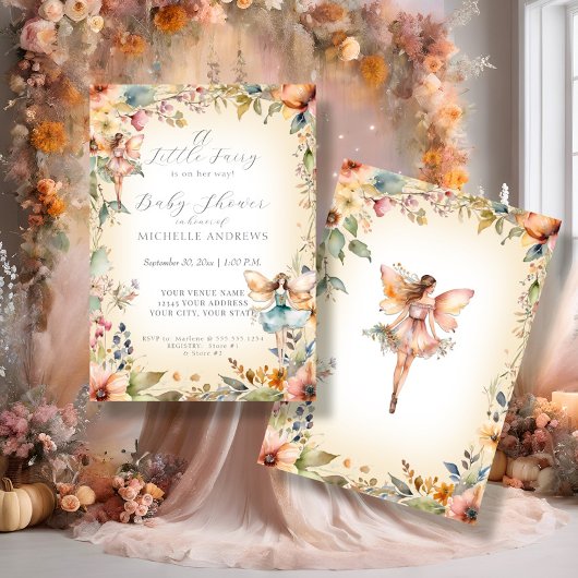 Herfst Floral Enchanted Fairy Sage Meisje Baby sho Kaart