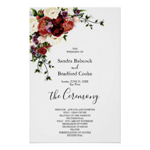 Herfst Floral Eucalyptus Wedding Ceremony Programm Perfect Poster