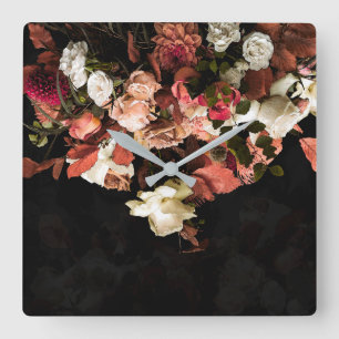 "Herfst Floral Fantasy" Vierkante Klok