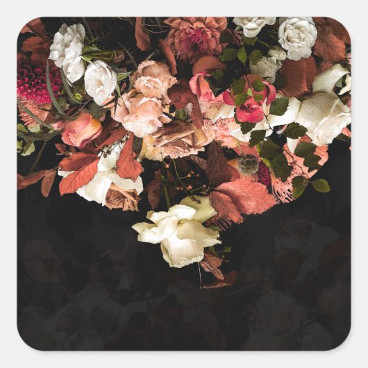 "Herfst Floral Fantasy" Vierkante Sticker (Voorkant)