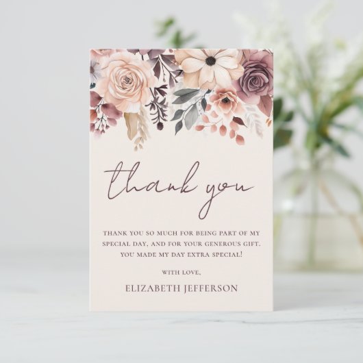 Herfst Floral Flat Dank u kaart (Staand voorkant)