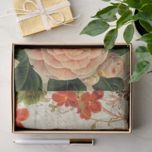 Herfst Floral Foliage Hummingbird Script Decoupage Tissuepapier (Geschenk)