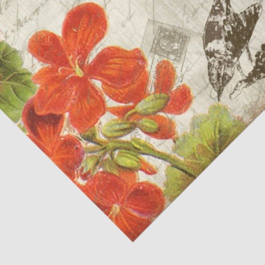 Herfst Floral Foliage Hummingbird Script Decoupage Tissuepapier (Detail)