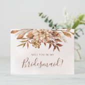 Herfst Floral Foliage zal je mijn Bridesmaid zijn Kaart (Staand voorkant)