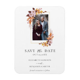 Herfst Floral Foto Elegant Script Botanical Magneet