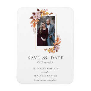 Herfst Floral Foto Elegant Script Botanical Magneet