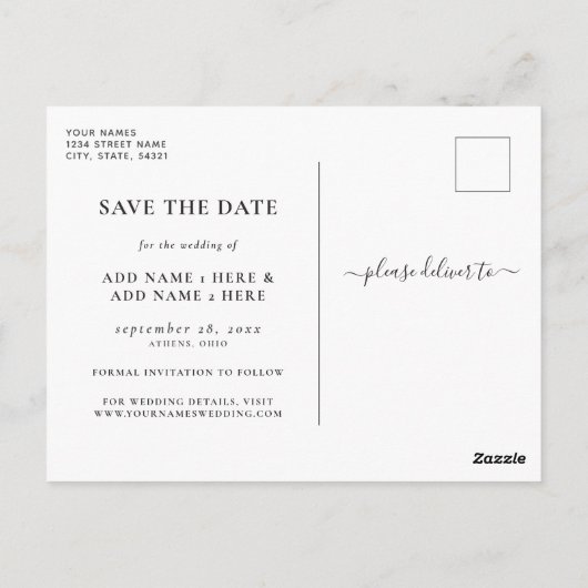 Herfst Floral Foto slaat de datum op Briefkaart (Achterkant)