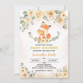 Herfst Floral Fox Baby shower Kaart (Voorkant)