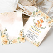 Herfst Floral Fox Baby shower Kaart
