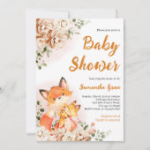 Herfst Floral Fox Baby shower Kaart (Voorkant)