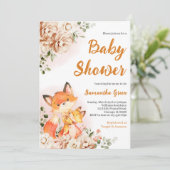 Herfst Floral Fox Baby shower Kaart (Staand voorkant)