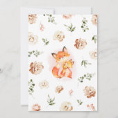 Herfst Floral Fox Baby shower Kaart (Achterkant)