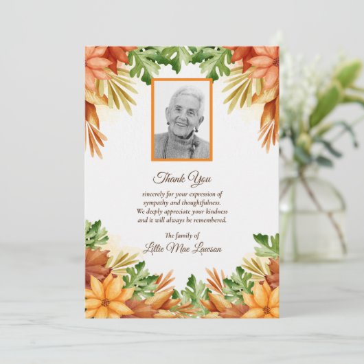 Herfst Floral Funeral Memorial Dank u Kaarten (Staand voorkant)
