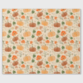 Herfst Floral Garden Leaves Sinaasappel Cadeaupapier (Vlak)