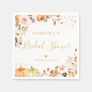 Herfst Floral Gold Confetti Vrijgezellenfeest serv Servet