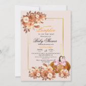 Herfst Floral Gold Pumpkin Baby shower Uitnodiging (Voorkant)