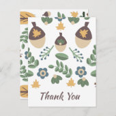 Herfst Floral Greenery Leaves Acorns Dank u Briefkaart (Voorkant / Achterkant)