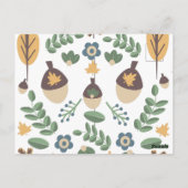 Herfst Floral Greenery Leaves Acorns Dank u Briefkaart (Achterkant)