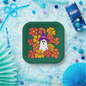 Herfst Floral Halloween Ghost Papieren Bordje (Feest)
