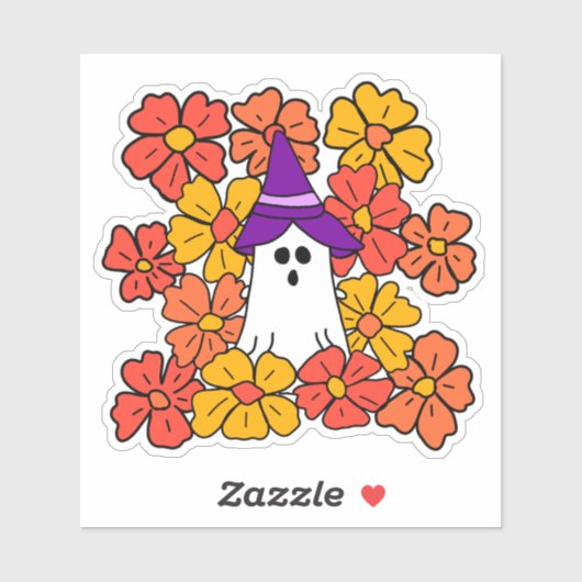 Herfst Floral Halloween Ghost Sticker (Vel)