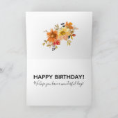 Herfst Floral Happy Birthday Wenskaart Kaart (Binnen)