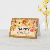 Herfst Floral Happy Birthday Wenskaart Kaart (Gele Bloem)
