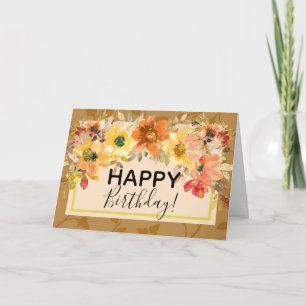 Herfst Floral Happy Birthday Wenskaart Kaart