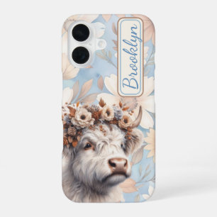 Herfst Floral Highland Koe iPhone 16 Hoesje