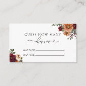 Herfst Floral hoeveel kisses bruids spel Informatiekaartje (Voorkant)