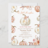 Herfst Floral Ivoor Beige Pompoen Baby shower Kaart (Voorkant)