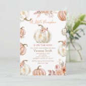 Herfst Floral Ivoor Beige Pompoen Baby shower Kaart (Staand voorkant)