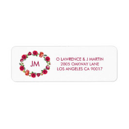 Herfst Floral krans Monogram Adres Etiket