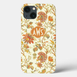  Herfst Floral laat Oranje monogram Case-Mate iPhone Case