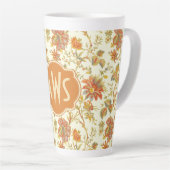  Herfst Floral laat Oranje monogram Latte Mok (Rechterhoek)