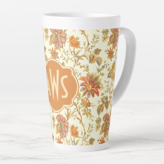  Herfst Floral laat Oranje monogram Latte Mok (Rechterhoek)