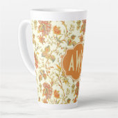  Herfst Floral laat Oranje monogram Latte Mok (Linkerhoek)
