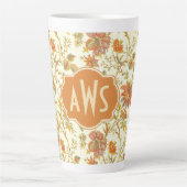  Herfst Floral laat Oranje monogram Latte Mok (Voorkant)