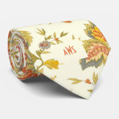  Herfst Floral laat Oranje monogram Stropdas (Opgerold)
